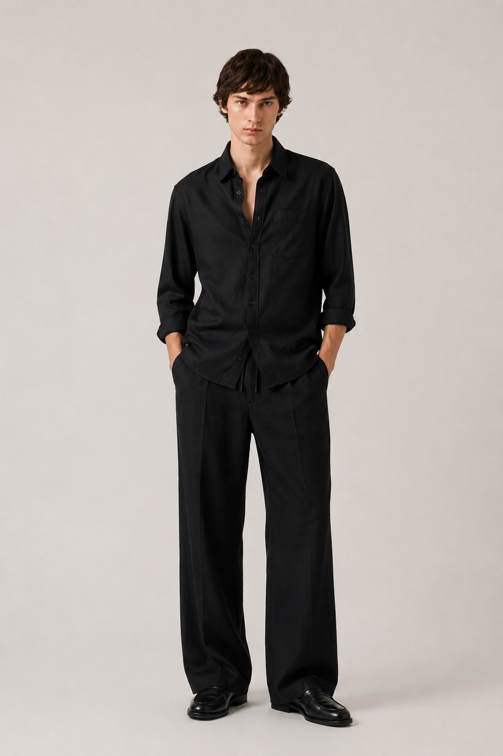 Black Linen Co-Ord Set