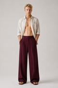 Wine Wide Leg Trousers