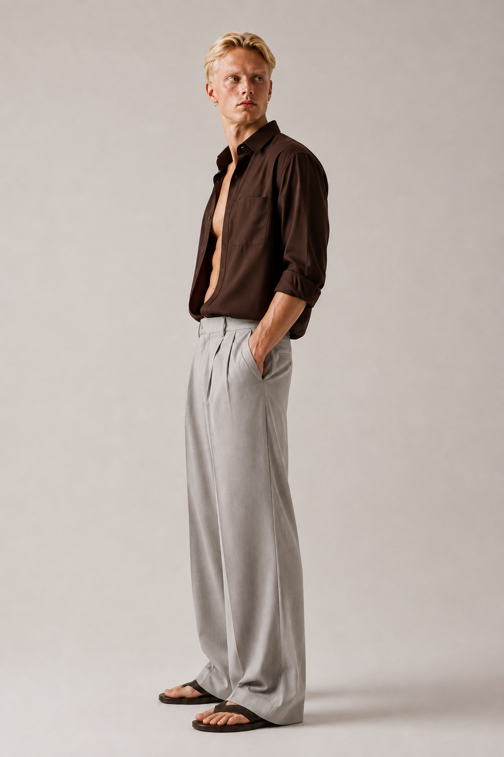Grey Wide Leg Trousers