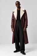 Wine Leather Long Coat
