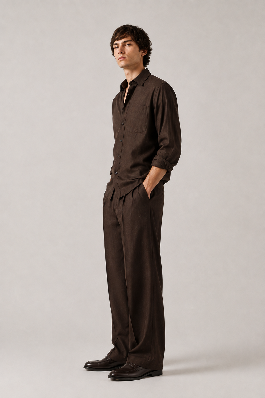 Brown Linen Co-Ord Set