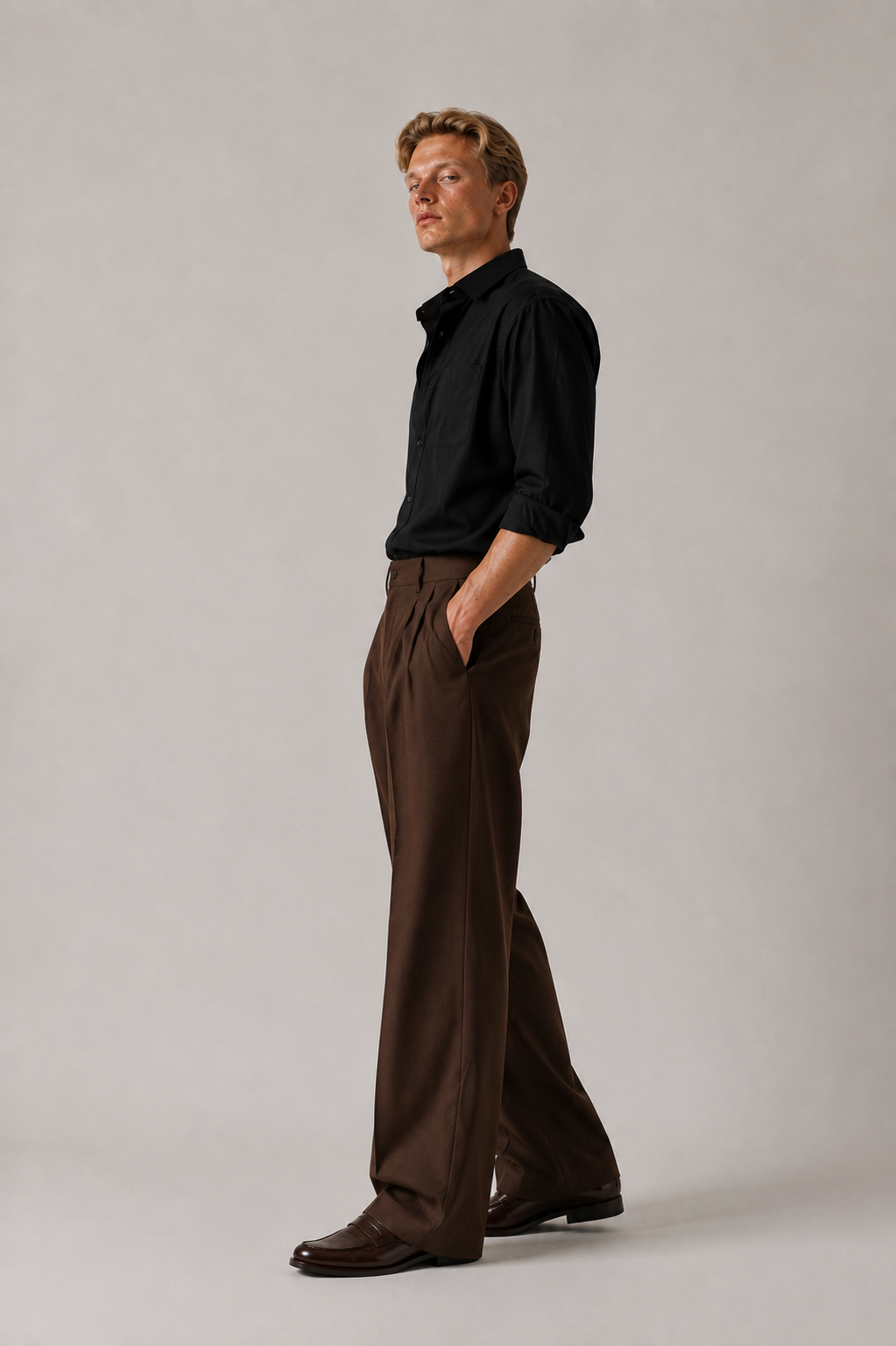 Brown Wide Leg Trousers