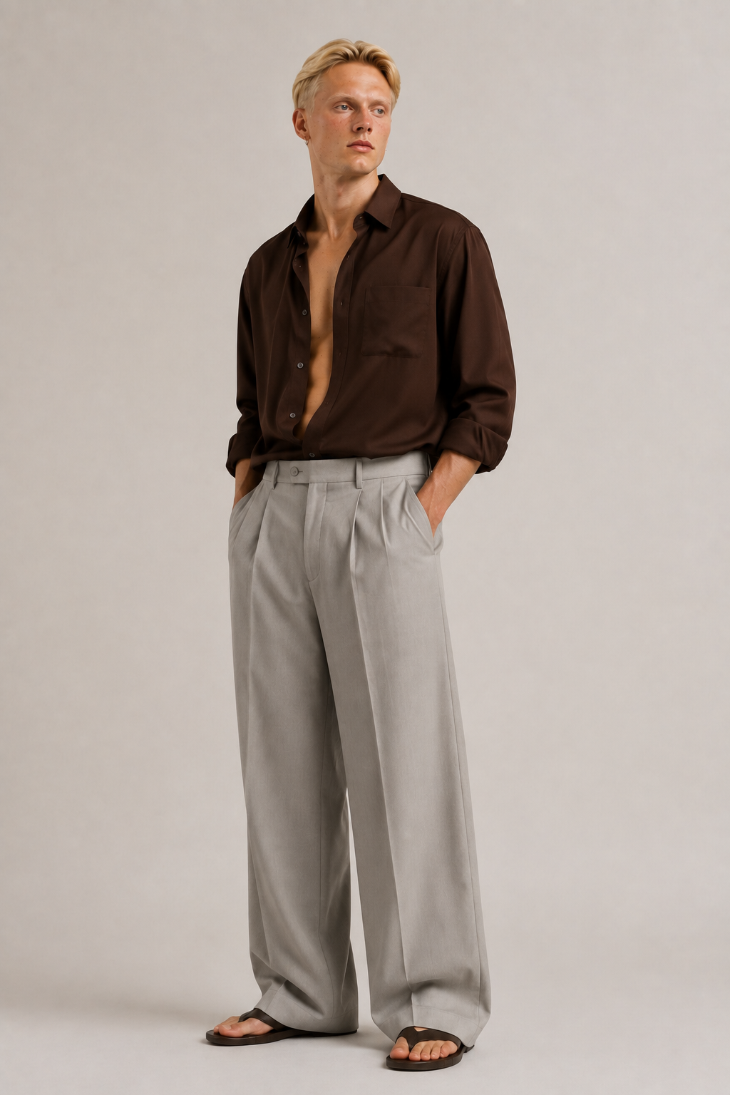 Grey Wide Leg Trousers