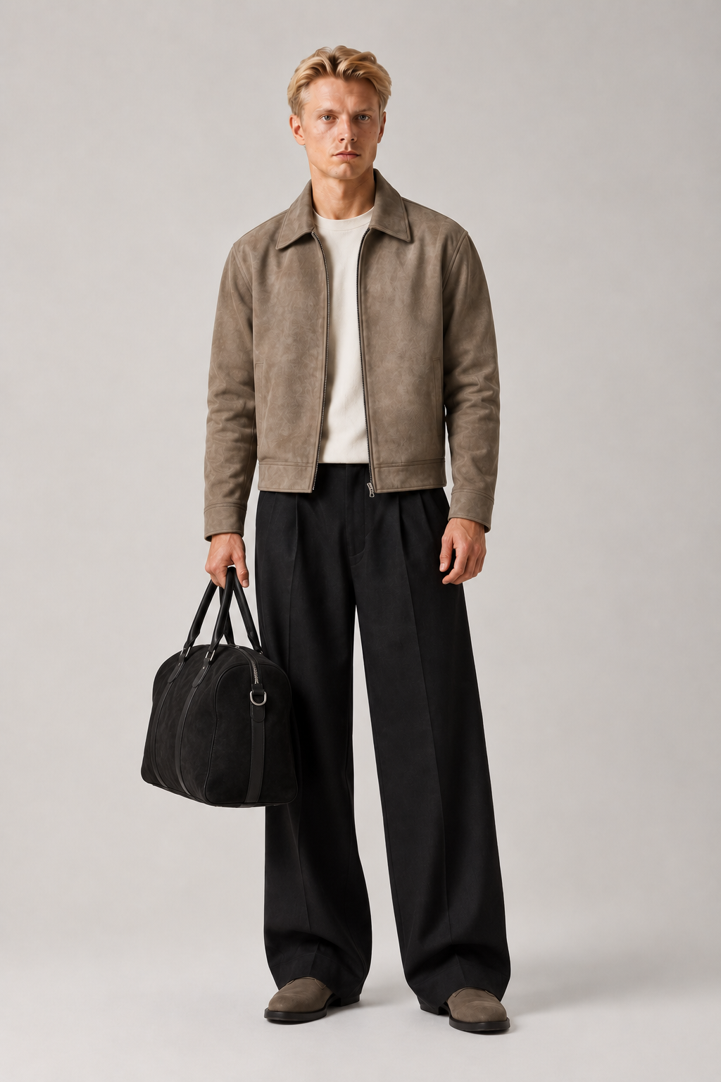 Taupe Suede Leather Jacket
