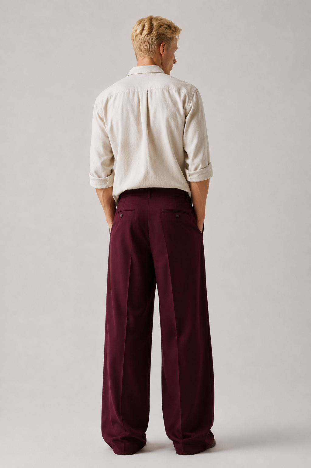 Wine Wide Leg Trousers