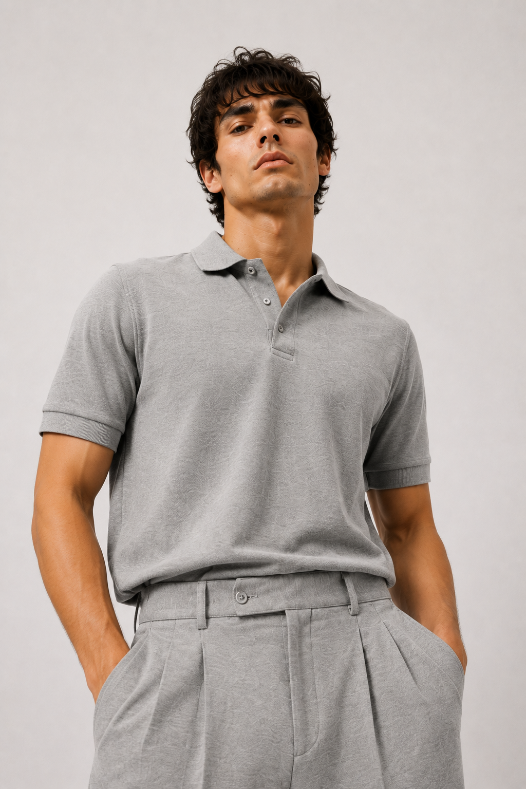 Grey Polo Co-Ord Set