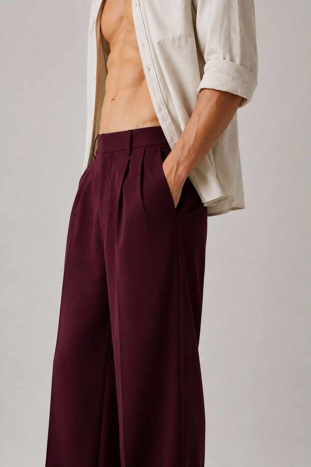 Wine Wide Leg Trousers