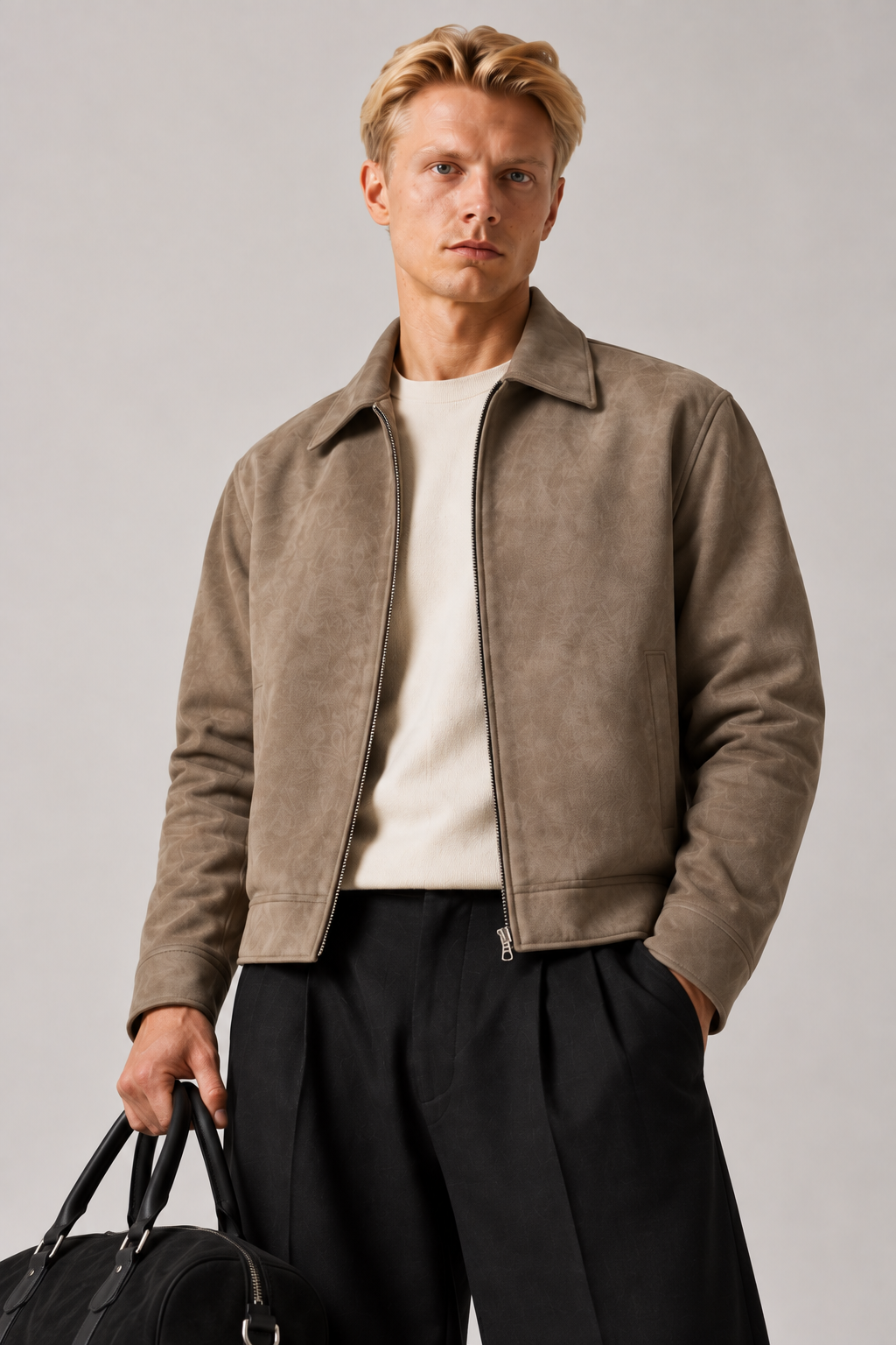 Taupe Suede Leather Jacket