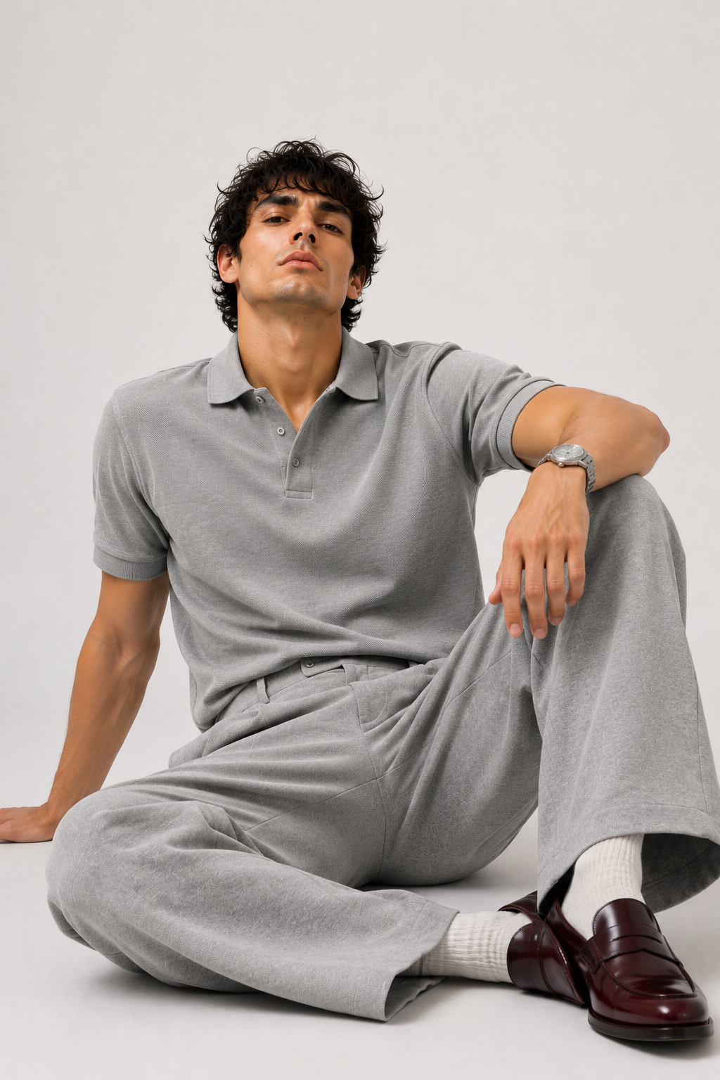 Grey Polo Co-Ord Set