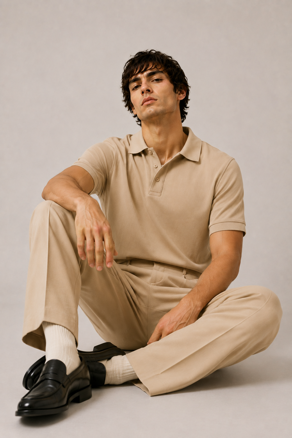 Beige Polo Co-Ord Set
