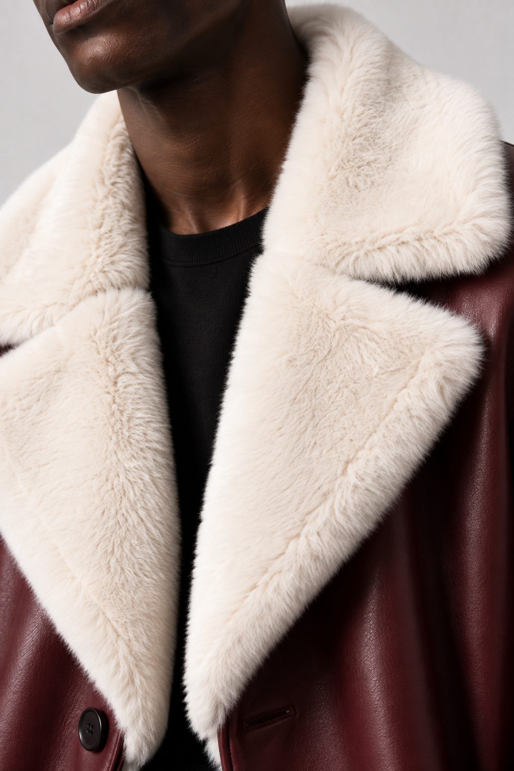 Wine Leather Long Coat