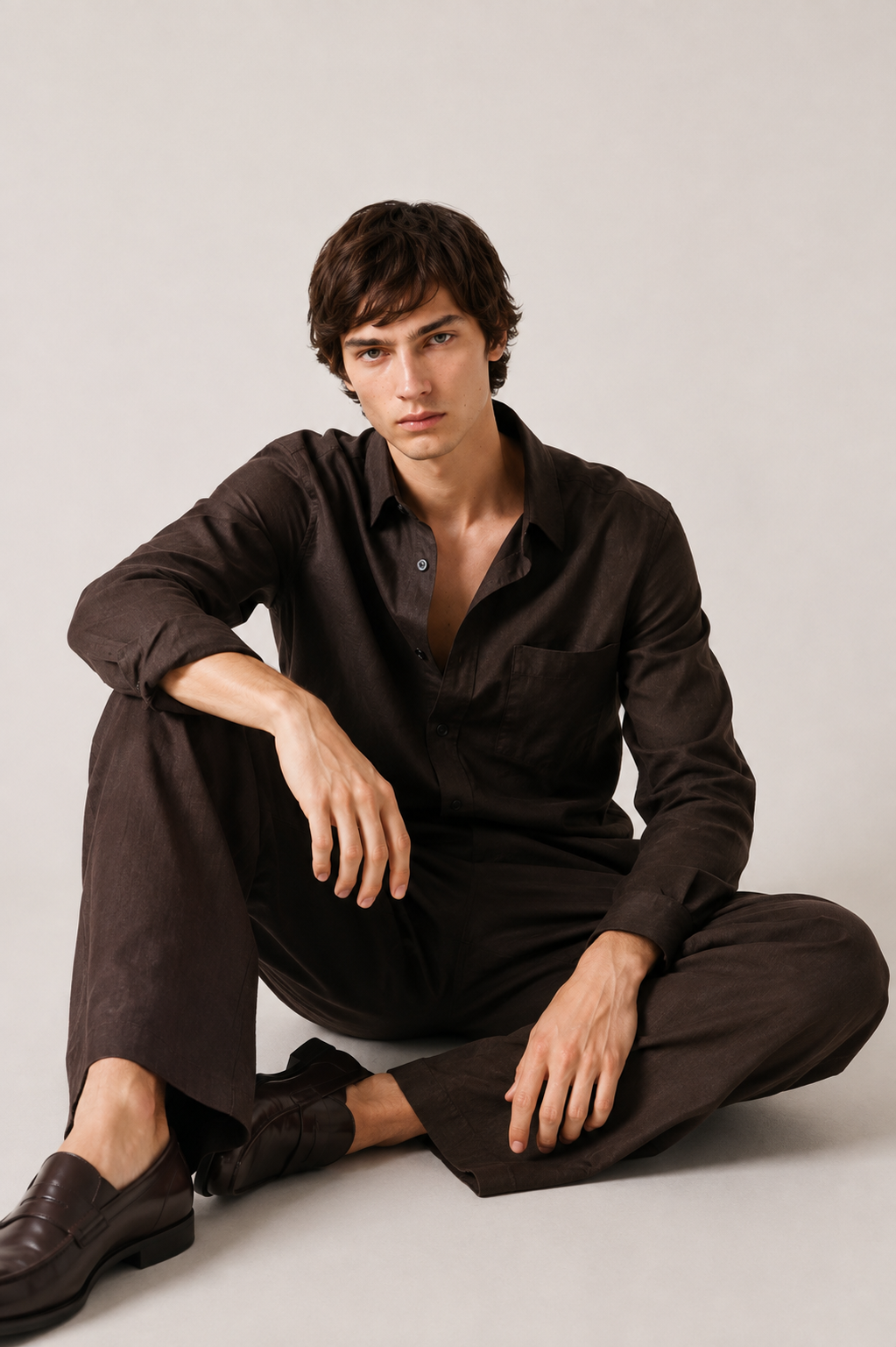 Brown Linen Co-Ord Set