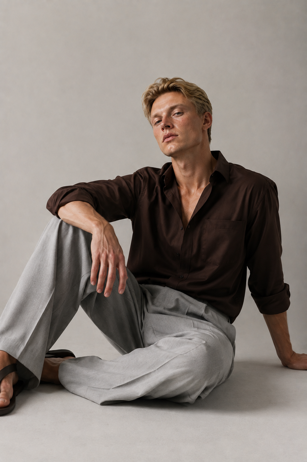 Grey Wide Leg Trousers