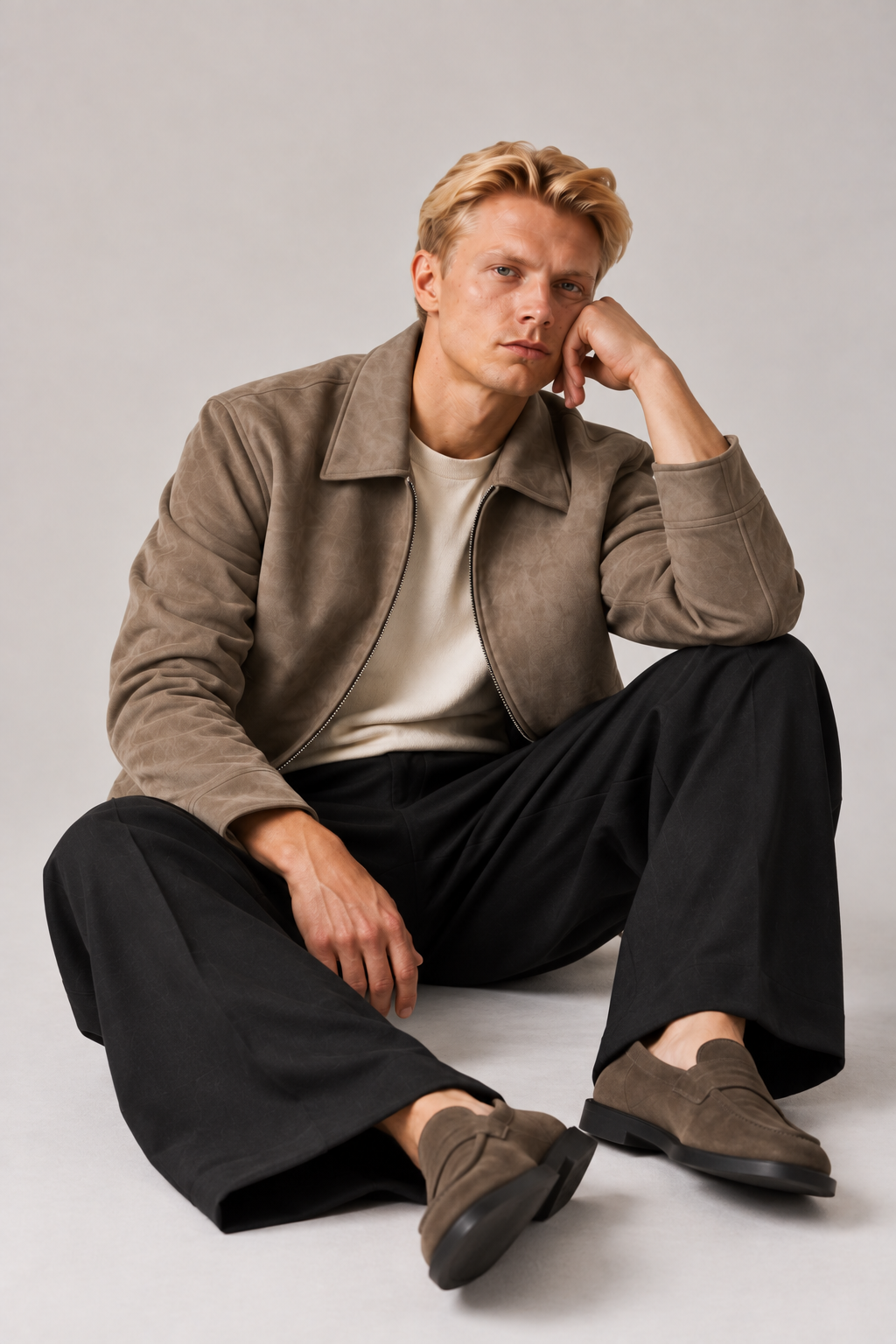 Taupe Suede Leather Jacket